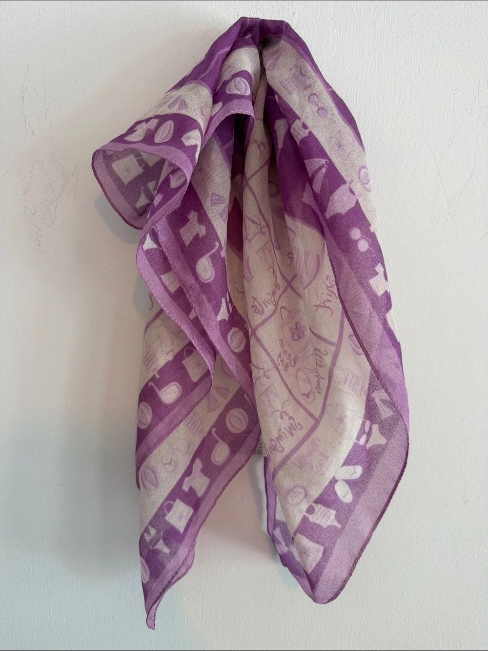 Purple and Cream Patterned Scarf